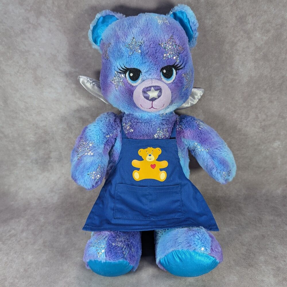 Build A Bear Starbrights Teddy Light Up Sounds Stars Wings Blue Employee Apron
